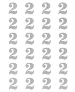 2-tals sølv glitter stickers - 24 stk.