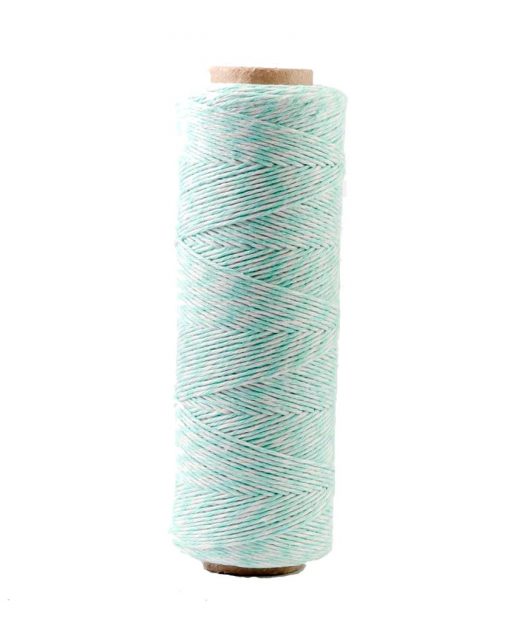 Pastelfarvet bakers twine i hvid og mint