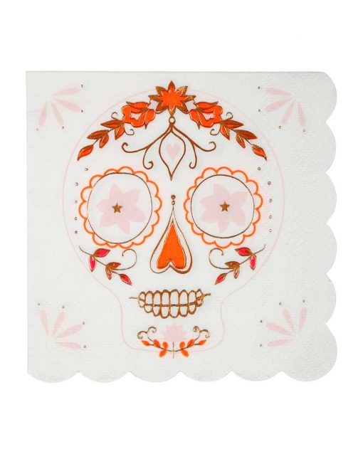 Sugar skull servietter med metallic folie detaljer