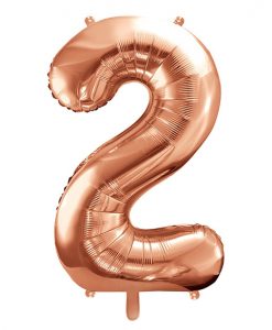 Stor rose gold folie tal ballon - 86 cm. - 2