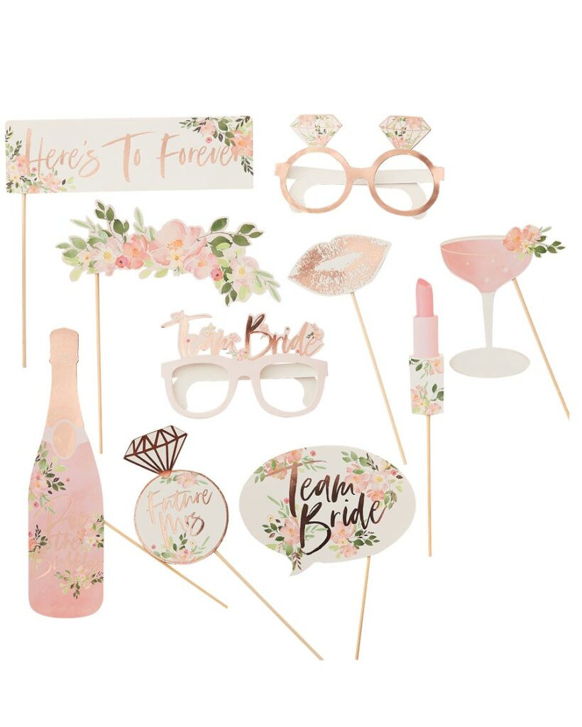 Team Bride photo props til Hen Party - Photo booth polterabend