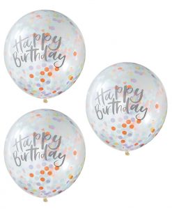 Ballon hélium Joyeux anniversaire Confetti 4146501 : Festizy