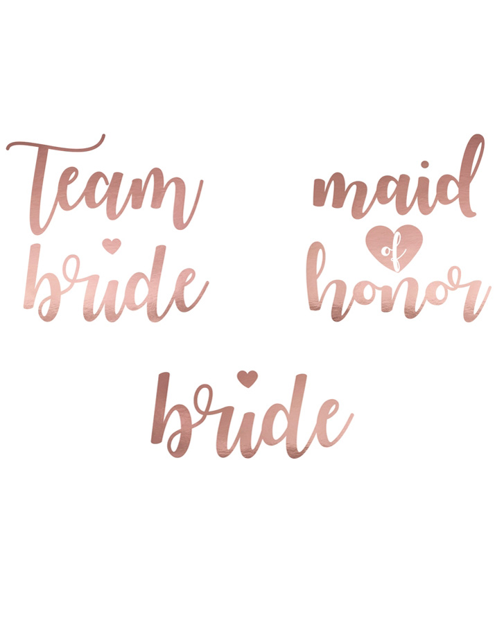 Team Bride temporary tattoos - Rose gold