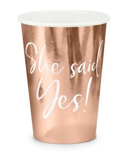 Rose gold papkrus til polterabend - She said yes!