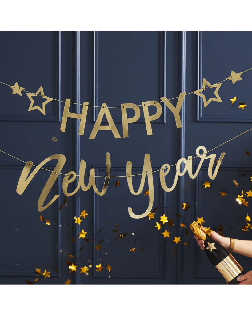 Skinnende guld nytårsguirlande