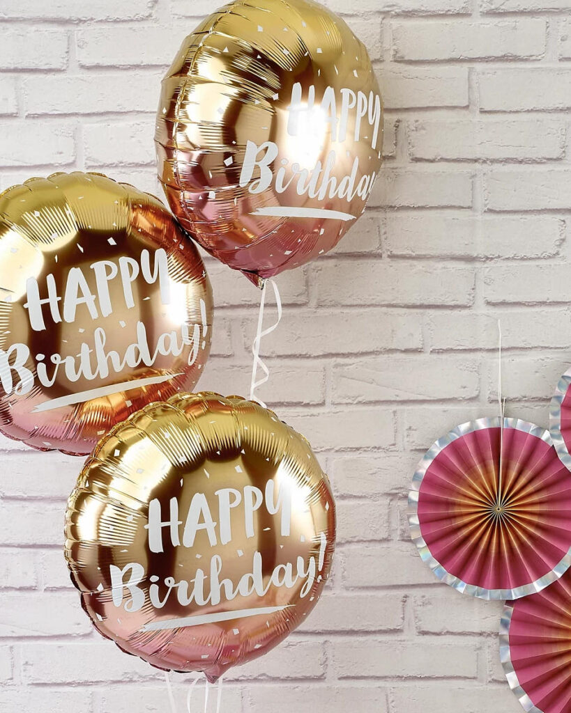 Rose gold ombre Happy Birthday folieballon
