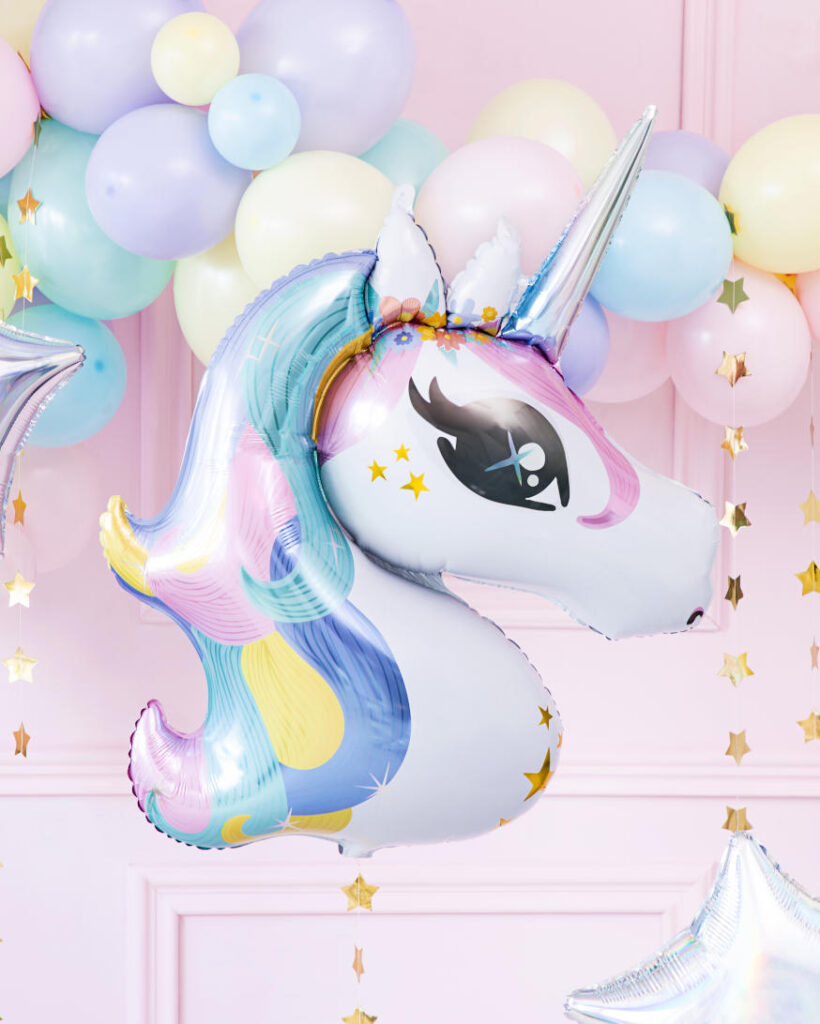 Stor enhjørning folieballon i pastelfarver