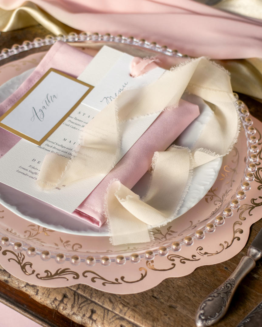 Lyserøde stofservietter - Billede 3