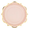 Powder pink porcelæns paptallerkener med guld kant