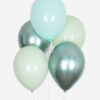 Aqua og mint metallic ballon mix