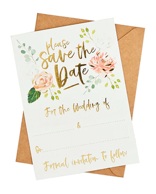 Save the date kort med blomster design