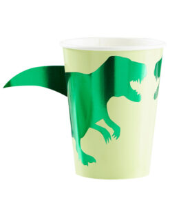 Grønne papkrus med metallic dinosaurer