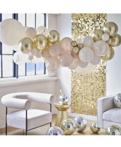 Blush, guld og cremefarvet ballonguirlande