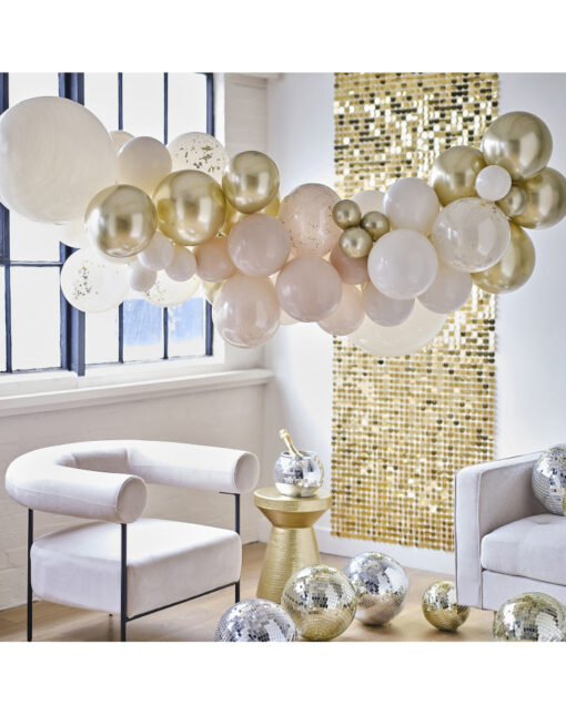 Blush, guld og cremefarvet ballonguirlande