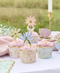 Papir blomster cupcake pynt og food cups