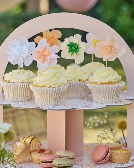 Papir blomster cupcake pynt