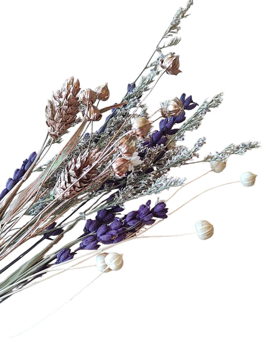 Mini buket af tørrede blomster - Lilla og rose gold - Billede 2