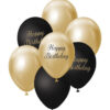 Sorte og guld fødselsdagsballoner