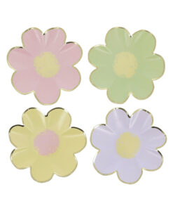 Blomster paptallerkener med guld kant