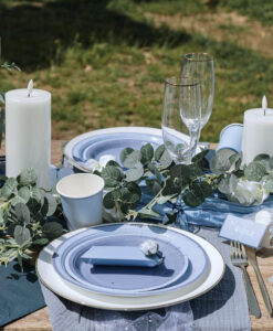 blå borddækning konfirmation