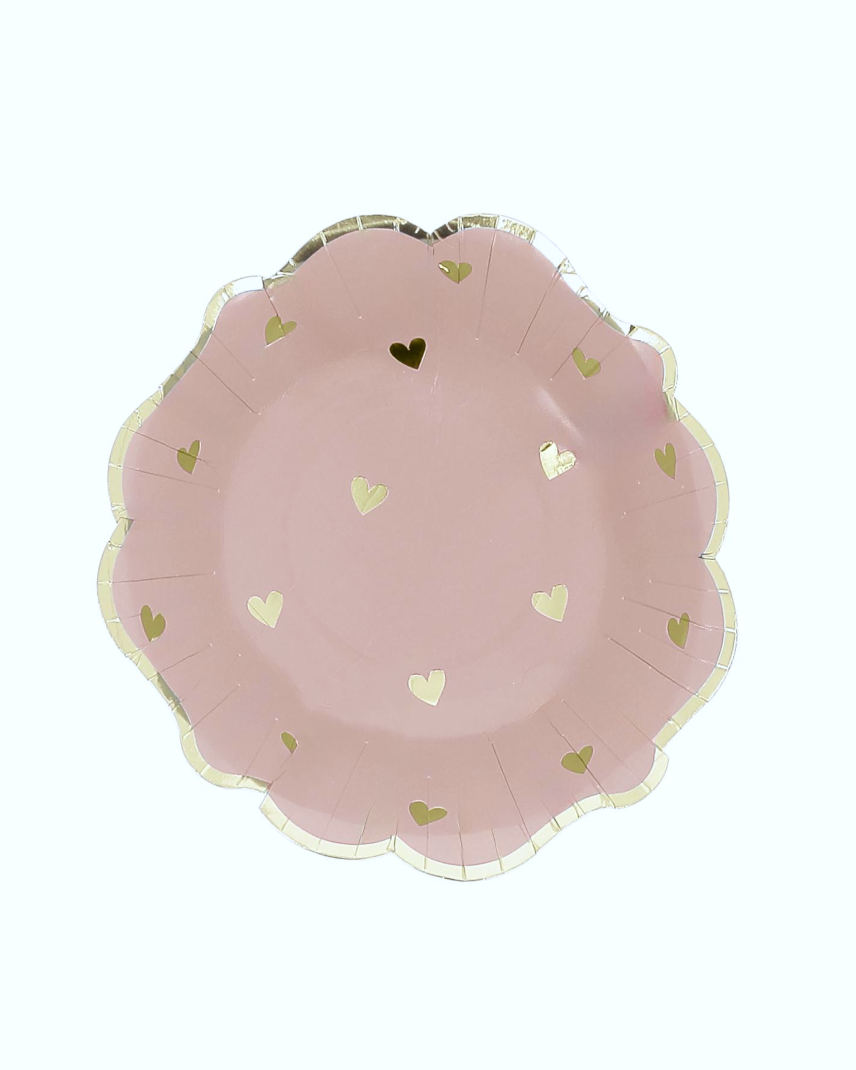 Små papskåle - lyserød med guld hjerter - Billede 2