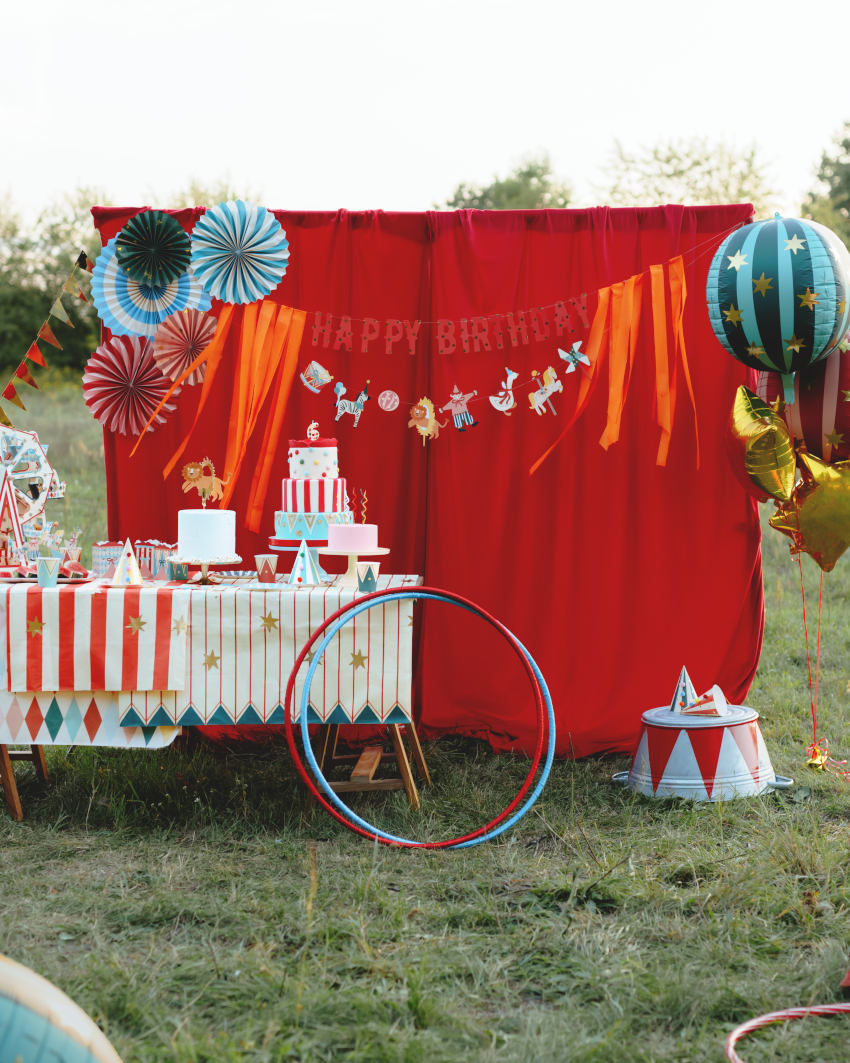 Rød rund cirkus folieballon - Billede 3