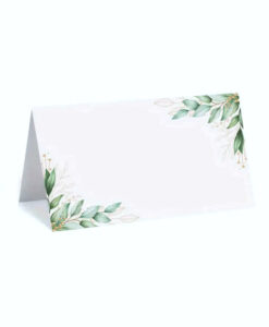 Bordkort med grønne blade og guld