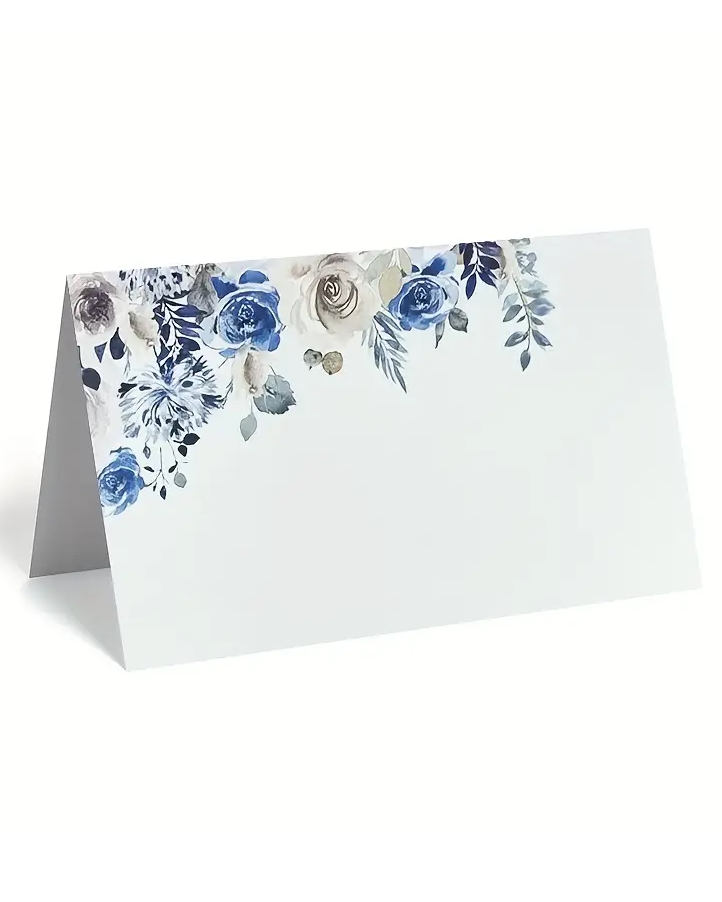 Bordkort med støvet blå blomster - pr. stk.