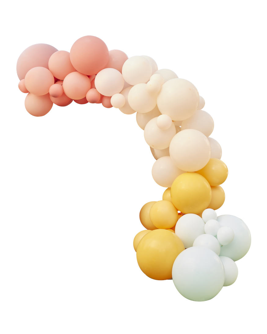 ballon installation pastelfarvet