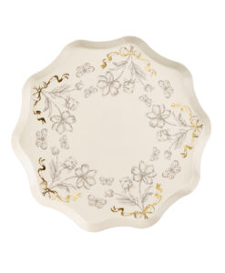 Vintage inspireret beige paptallerkner med blomster