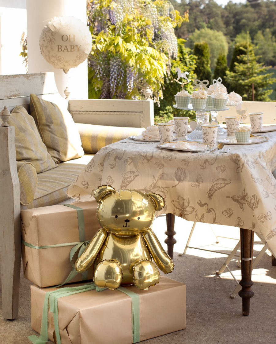 Stor guld folie bamse ballon - Billede 3