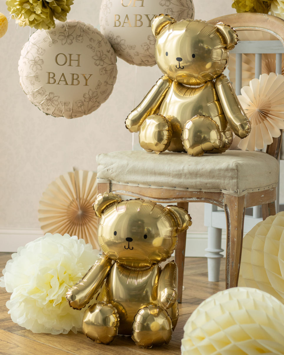 Stor guld folie bamse ballon - Billede 2