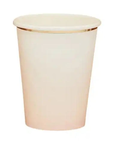 Ombre ferskenfarvede papkrus med rose gold kant