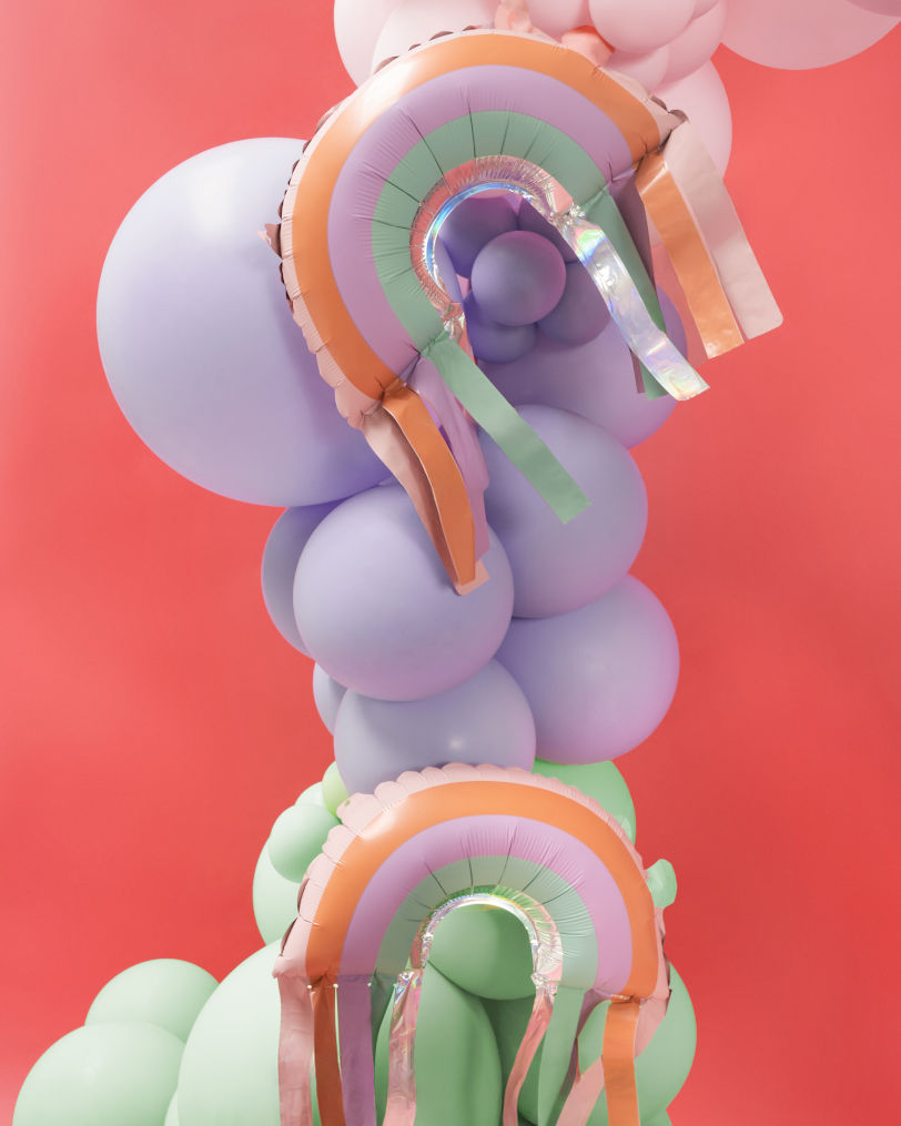 Regnbue ballon med frynser - Billede 3