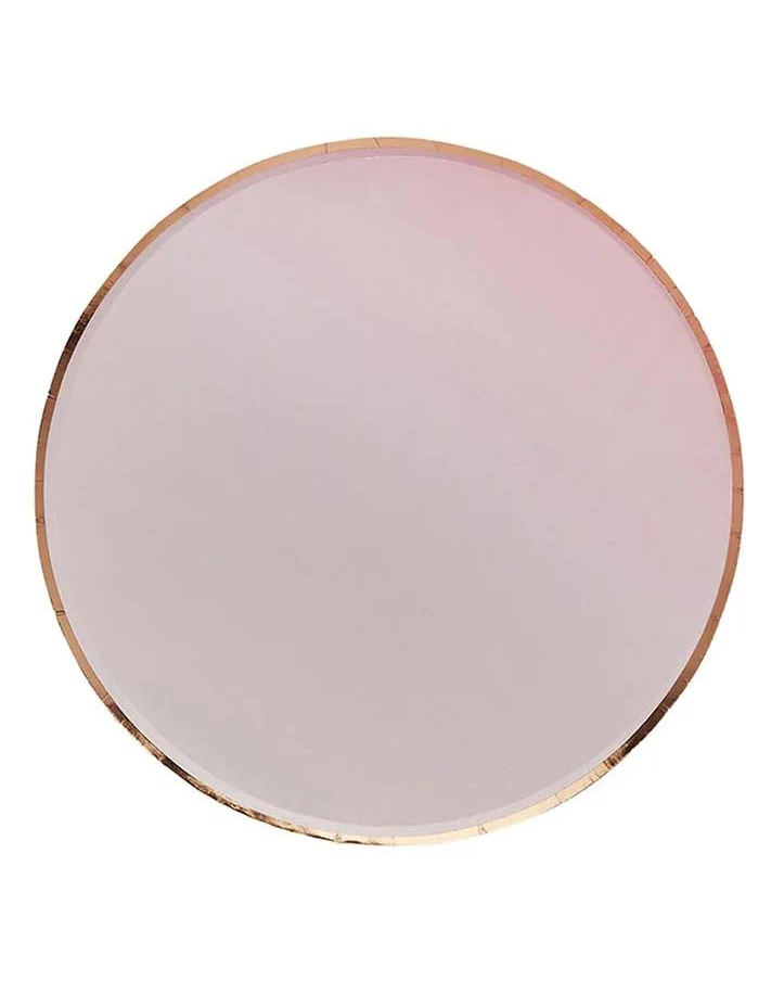 Ombre blush lyserøde paptallerkener med rose gold kant