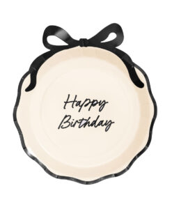 Cremefarvede fødselsdagstallerkener med sløjfe