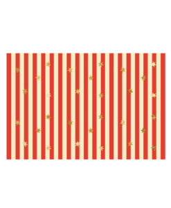 Rødstribet papirdug med guld stjerner