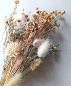 Lille buket af tørrede blomster - Creme, blush lyserød og rose gold