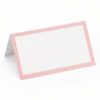 Hvide bordkort med lyserød kant til konfirmation