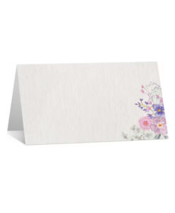 Bordkort med lilla og lyserødt blomstertryk - pr. stk.